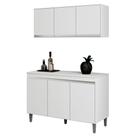 Armário Aéreo e Balcão Gabinete Cozinha Manu 120cm Com Tampo 3 Portas Branco - Desk Design Armário Aéreo e Balcão Gabinete Cozinha Manu 120cm Com Tampo 3 Portas Branco - Desk Design