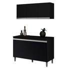 Armário Aéreo e Balcão Gabinete Cozinha Manu 120cm Com Tampo 3 Portas Preto - Desk Design Armário Aéreo e Balcão Gabinete Cozinha Manu 120cm Com Tampo 3 Portas Preto - Desk Design