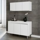 Armário Aéreo E Balcão Gabinete Manu 120cm 3 Portas Branco Armário Aéreo E Balcão Gabinete Manu 120cm 3 Portas Branco