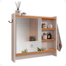 Armário Aéreo Espelheira Armarinho para Banheiro com Espelho Genova - Off White/Cinamomo - Lojas RPM