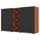 Armário Aéreo Favorita 120cm 2 Portas MDP Porta de Bater Cinamomo Preto Catedral Fosco Zanzini
