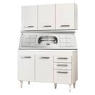 Armário Aéreo Honduras e Balcão Gabinete Pia Inox Suécia 120cm Branco - Lumil Móveis