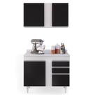 Armário Aéreo Indiana e Balcão Gabinete 100cm Luziania Branco/Preto - Lumil