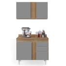 Armário Aéreo Indiana e Balcão Gabinete 100cm Luziania Castanho/Cinza - Lumil