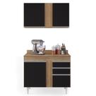 Armário Aéreo Indiana e Balcão Gabinete 100cm Luziania Castanho/Preto - Lumil Armário Aéreo Indiana e Balcão Gabinete 100cm Luziania Castanho/Preto - Lumil