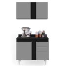 Armário Aéreo Indiana e Balcão Gabinete 100cm Luziania Preto/Cinza - Lumil