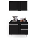 Armário Aéreo Indiana e Balcão Gabinete 100cm Luziania Preto - Lumil