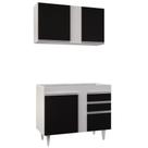 Armário Aéreo Indiana e Balcão Para Pia 100cm Luziania Branco/Preto - Lumil Armário Aéreo Indiana e Balcão Para Pia 100cm Luziania Branco/Preto - Lumil