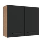 Armário Aéreo Madesa Agata 80cm 2 Portas Rustic Preto