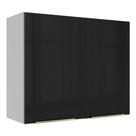 Armário Aéreo Madesa Lux 80cm 2 Portas Branco Preto