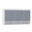 Armário Aéreo Maleiro 145cm 3 Pts Alpes Luciane Móveis Branco Pf/grey Sky Pf