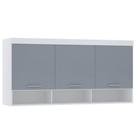 Armário Aéreo Maleiro 165cm 3 Pts Alpes Luciane Móveis Branco Pf/grey Sky Pf