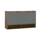 Armário Aéreo Maleiro Modulado 2 Pts 145cm Veneza Luciane Mó Avelã Pf/cinza Supremo Pf