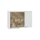 Armário Aéreo Milla com Portas de Vidro e Branco MDF 120cm Carraro Armário Aéreo Milla com Portas de Vidro e Branco MDF 120cm Carraro