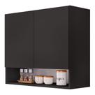 Armário Aéreo Multiuso Meg 80cm 100%mdf 02 Portas Com Nicho Integrado Preto - Abmaza