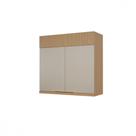 Armário Aéreo Nesher Realeza 80cm Canelado Carvalho Greige MDF Armário Aéreo Nesher Realeza 80cm Canelado Carvalho Greige MDF
