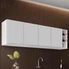 Armário Aéreo Nevada com Nicho 180cm 4 Portas Branco - Lumil