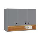 Armário Aéreo Organizador Suspenso Parede Multiuso 3 Portas Cozinha Jessica - Cinza Cinamomo