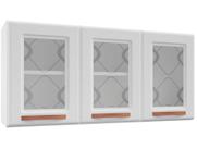 Armário Aéreo p/ Cozinha Mirage New Aço 3 Portas c/Vidro 120cm Branco - Telasul