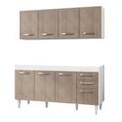 Armário Aéreo Panamá e Balcão Gabinete de Pia Áustria 160cm Branco/Castanho - Lumil Móveis