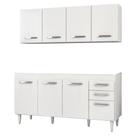 Armário Aéreo Panamá e Balcão Gabinete de Pia Áustria 160cm Branco - Lumil Móveis