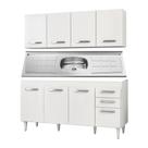 Armário Aéreo Panamá e Balcão Gabinete Pia Inox Áustria 160cm Branco - Lumil Móveis Armário Aéreo Panamá e Balcão Gabinete Pia Inox Áustria 160cm Branco - Lumil Móveis