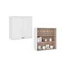 Armário Aéreo Para Cozinha Com 2 Portas e 3 Nichos 80 cm
