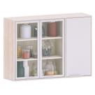 Armário Aéreo Para Cozinha Com Portas De Vidro 120 Cm Atenas Cinza Cristal/vidro Canelado Armário Aéreo Para Cozinha Com Portas De Vidro 120 Cm Atenas Cinza Cristal/vidro Canelado
