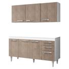 Armário Aéreo Parma e Balcão Gabinete de Pia Lisboa 150cm Branco/Castanho - Lumil Móveis
