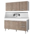 Armário Aéreo Parma e Balcão Gabinete Pia Inox Lisboa 150cm Branco/Castanho - Lumil Móveis