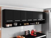 Armario Aereo Suspenso de Parede 7 Portas Preto Luxemburgo Brienza Movelaria