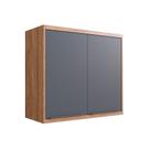 Armário Aéreo Ten 2 Portas Freijó e Grafito 80 cm