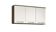 Armário Aéreo Wiki 120 3 Portas 3 Gavetas Amendoa Rústico/Off White Cristal - FdECOR