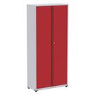 Armário Alto 2 portas Pandin 90 cm (Largura) Inmetro Estrutura Aço Cinza e Portas Vermelhas c/ Chave