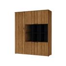Armário Alto Com nichos E 05 Portas 161,5x135x42cm Wlan135 Lâmina Mel - Preto