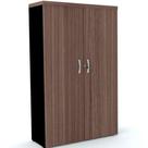 Armário Alto PE40 Pandin 80 cm (largura) em MDP Cor Walnut e Preto com Duas Portas Armário Alto PE40 Pandin 80 cm (largura) em MDP Cor Walnut e Preto com Duas Portas