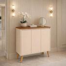 Armario Aparador Buffet 3 Portas Estylo Retrô Pés Palito Cores- Comprar Moveis em casa Cor:Off white / Freijó