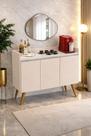 Armario Aparador buffet 3 portas Pés Palito Madeira Luxo Off / Marmore Branco - MJM Casa dos moveis