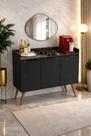 Armario Aparador buffet 3 portas Pés Palito Madeira Luxo Preto / Marmore Preto - MJM Casa dos moveis