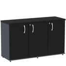 Armário Baixo Credenza PE25 Pandin 121,50 cm (largura) em MDP Cor Grafito e Preto com Três Portas