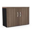 Armario Baixo Madeira Pe25 75X79x41 Preto E Walnut Pandin