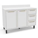 Armário Balcão de Cozinha 120cm 2 Portas e 3 Gavetas Com Tampo 250020 Amara Politorno Moveis