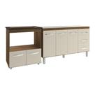 Armário Balcão Gabinete De Pia 140cm Carine E Balcão Para Fogão Cooktop 5 Bocas E Forno Elétrico Evelyn Savana Off White