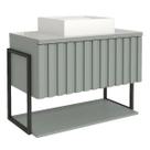 Armário Banheiro 80cm Mdf Aço Cuba Prat Porta Havaí Pistache