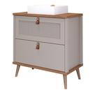 Armário Banheiro 80cm Mdf Cappuccino 1 Porta Gaveta C/ Cuba