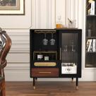 Armário Bar para Café ARTPOWER Preto com Suporte para Taças de Vinho