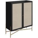 Armário Bar Para Sala 2 Portas 93cm Industrial Indy A03 Nero Dourado - Lyam Decor