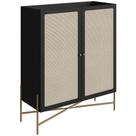 Armário Bar Para Sala 2 Portas 93cm Industrial Indy A03 Nero Dourado - Lyam Decor