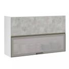 Armário Basculante Misto Perola 120cm 1 Porta Fechada 1 Porta com Vidro Reflecta Prata Luciane