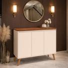 Armário Buffet Aparador 3 Portas Estilus Pés Palito Retrô Off white / Freijó - MJM Casa dos Moveis